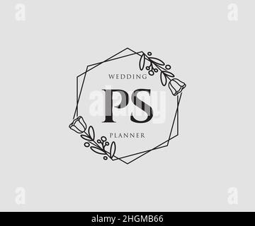 Feminines PS-Logo. Verwendbar für Natur, Salon, Spa, Kosmetik und Beauty Logos. Flaches Vektor-Logo-Design-Template-Element. Stock Vektor
