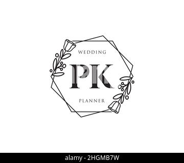 PK feminines Logo. Verwendbar für Natur, Salon, Spa, Kosmetik und Beauty Logos. Flaches Vektor-Logo-Design-Template-Element. Stock Vektor