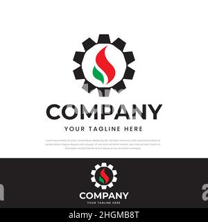 Energy Gas Fire Gear Industry Logo, Industrial Logo Design Vektor Stock Vektor