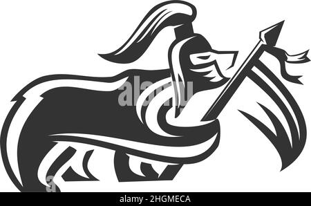 Abbildung der Markenidentität des Bären mit dem Symbol „Krieger halten“ Stock Vektor