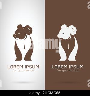 Vektor von Bär Koala-Design auf weißem Hintergrund und braunem Hintergrund, Logo, Symbol, Etikett, Tiere. Leicht editierbare Vektorgrafik mit Ebenen. Stock Vektor