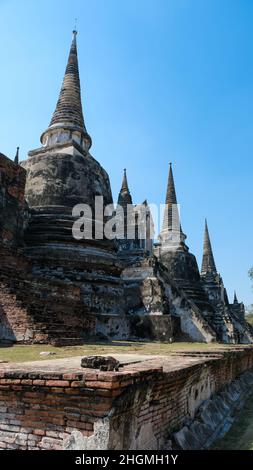 Die ikonischen Pagoden im Wat Phra Sri Sanphet, dem berühmtesten Tempel in Ayutthaya, einer ehemaligen Hauptstadt Thailands und Weltkulturerbe Stockfoto