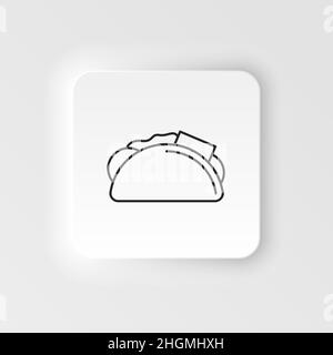 Vektorsymbol für Speisen und Getränke im Neumorphen-Stil. Taco Vektorlinie Symbol . auf Neumorphismus weißem Hintergrund Stock Vektor