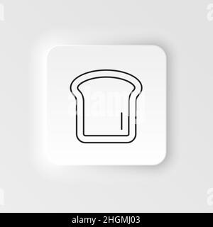 Neumorphisches Vektor-Symbol für Speisen und Getränke. Vektor-Symbol für Brotlinien auf weißem Hintergrund Stock Vektor