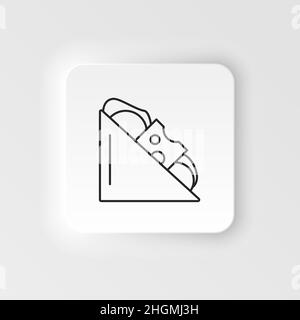 Vektorsymbol für Speisen und Getränke im Neumorphen-Stil. Taco-Vektorlinien-Symbol auf weißem Hintergrund Stock Vektor