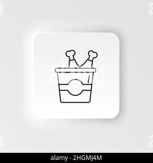Neumorphic Stil Essen und Trinken Vektor-Symbol. Flat Icon gebratenes Huhn in der Box auf Neumorphismus weißen Hintergrund Stock Vektor