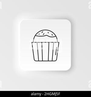 Vektorsymbol für Speisen und Getränke im Neumorphen-Stil. Lineares Symbol für Muffins. Cupcakes mit Glasur und Streuseln. Süßwaren für die Party. Dünne Linie anpassbar i Stock Vektor