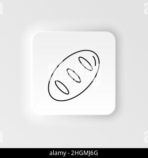 Neumorphisches Vektor-Symbol für Speisen und Getränke. Vektor-Symbol für Brotlinien auf weißem Hintergrund Stock Vektor
