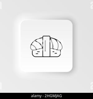 Neumorphisches Vektor-Symbol für Speisen und Getränke. Symbol für Sushi-Vektor-Linie auf weißem Hintergrund Stock Vektor