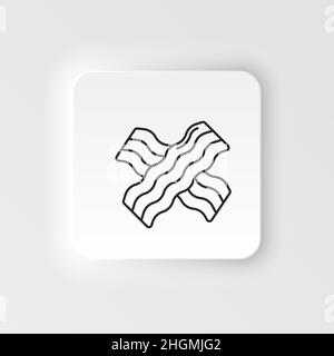 Vektorsymbol für Speisen und Getränke im Neumorphen-Stil. Bacon einfaches Linienvektor-Symbol auf weißem Grund Stock Vektor
