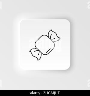 Vektorsymbol für Speisen und Getränke im Neumorphen-Stil. Candy Vektor-Linie Symbol auf Neumorphismus weißen Hintergrund Stock Vektor