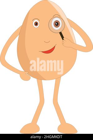 Cute Ei Vektor Suche mit Linse Illustration Cartoon Stock Vektor