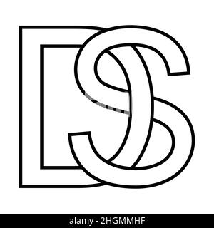 Logo-Zeichen ds sd-Symbol, nft ds-Zeilensprungbuchstaben d s Stock Vektor