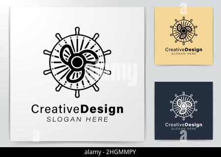 Ideen für Bootlenkung, Nautik, Seefahrt und Propellerlogo. Inspiration Logo Design. Darstellung Des Vektor-Vorlagenbildes. Isoliert Auf Weißem Hintergrund Stock Vektor