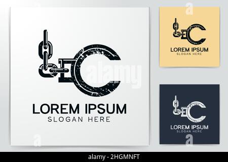 Logo-Ideen für Handschellen. Logo-Design „Inspiration“. Vektorgrafik Vorlage. Isoliert Auf Weißem Hintergrund Stock Vektor