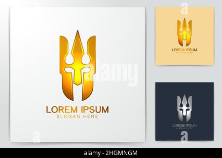 spartanischer Helm. Krieger. ritter-Logo-Ideen. Logo-Design „Inspiration“. Vektorgrafik Vorlage. Isoliert Auf Weißem Hintergrund Stock Vektor