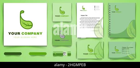 Grünes Blatt gesundes Logo und Business Branding Vorlage Designs Inspiration isoliert auf weißem Hintergrund Stock Vektor