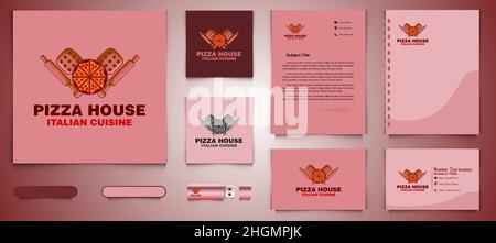 Vintage italienische Pizza Logo und Business Branding Vorlage Designs Inspiration isoliert auf weißem Hintergrund Stock Vektor