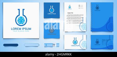 Brain Lab Logo und Business Branding Vorlage Designs Inspiration isoliert auf weißem Hintergrund Stock Vektor