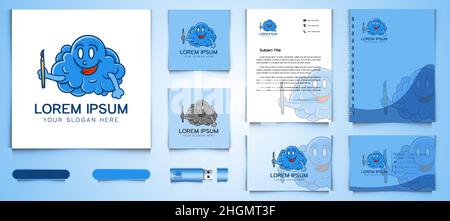 Cloud creative painting logo and business branding template Designs Inspiration Isolated on White Background Stock Vector