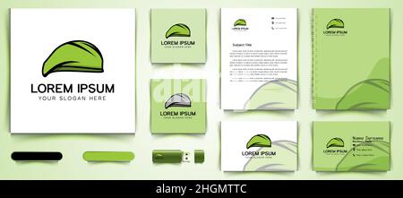 Hut des Militärs Logo und Visitenkarte Branding Vorlage Designs Inspiration isoliert auf weißem Hintergrund Stock Vektor