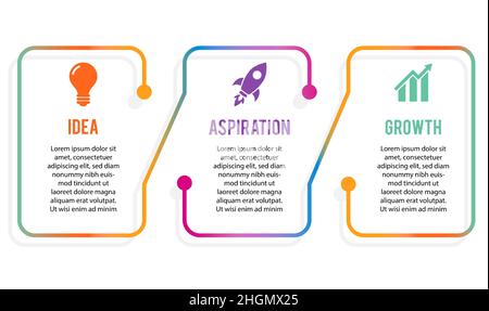 Infografik-Vorlage für Unternehmen. Schlankes Design mit Symbolen und 3 Optionen oder Schritten. Infografik zum Geschäftskonzept. Kann für Präsentationsbanner verwendet werden, Stock Vektor