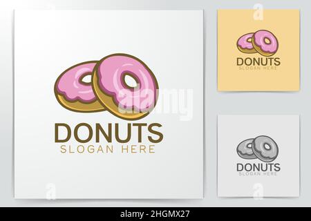 Stapel von Donuts Logo Designs Inspiration, Vektor, Abbildung Stock Vektor
