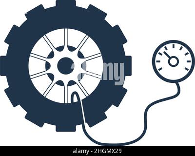 Moderne trendige flache Stil aufgeblasen Reifen Symbol isoliert, Vektor-Illustration Stock Vektor