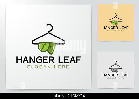 Kleiderbügel und leaf Logo Designs Inspiration isoliert auf weißem Hintergrund Stock Vektor