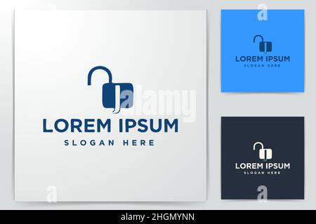 Verriegelung geöffnet, Vorhängeschloss, sichere Sicherheit cyber Logo Inspiration auf weißem Hintergrund Stock Vektor