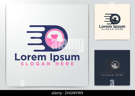 Wäscheservice Speed Logo Design, Vektor, Abbildung Stock Vektor