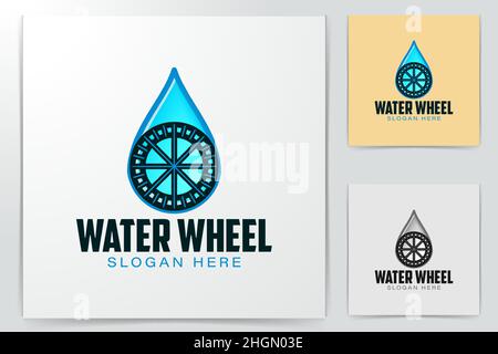 Wasserrad und Öl, Ideen für das Wassertropfenlogo. Inspiration Logo Design. Darstellung Des Vektor-Vorlagenbildes. Isoliert Auf Weißem Hintergrund Stock Vektor