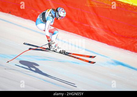 Italien. 22nd Januar 2022. GISIN Michelle (SUI) in Aktion während des FIS Ski World Cup 2022 - Women's Down Hill, alpines Skirennen in Cortina d'Ampezzo, Italien, Januar 22 2022 Quelle: Independent Photo Agency Srl/Alamy Live News Stockfoto