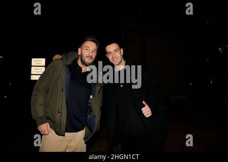 Mark Keller und Aaron Keller nach der TV-Aufzeichnung der Talkshow 'Riverboat' im Studio 3 der Media City Leipzig. Leipzig, 21.01.2022 Stockfoto