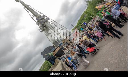 Seltene Bilder in hoher Qualität von Lightwater Valley und der inzwischen nicht mehr existierenden, ehemaligen längsten Achterbahn Europas, The Ultimate Stockfoto