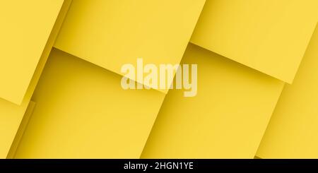 Einfache geometrische Form leuchtend gelbe abstrakte Blätter 3D Darstellung rendern Stockfoto