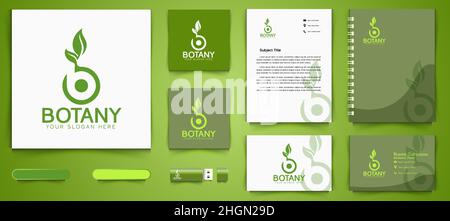 Buchstabe B Natur Blatt Logo und Business Branding Vorlage Designs Inspiration isoliert auf weißem Hintergrund Stock Vektor