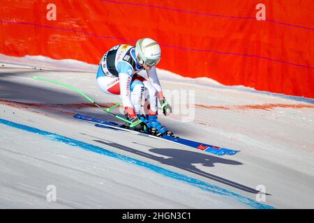 Olympia Slope, Cortina d'Ampezzo, Italien, 22. Januar 2022, NUFER Priska (SUI) in Aktion während des FIS Ski World Cup 2022 - Damen Down Hill - alpines Skirennen Stockfoto