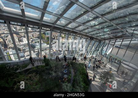 London 09/27/2019. Der Sky Garden, Londons höchste hängende Gärten, befindet sich auf der 35th. Etage der 20 Fenchurch Street, dem Wolkenkratzer der Stadt Stockfoto