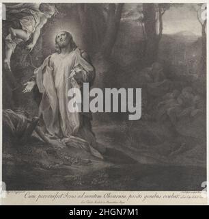 Christus auf dem Ölberg, mit einem Engel oben links 1783–1812 Pietro Antonio Leone Bettelini. Christus auf dem Ölberg, oben links ein Engel. Pietro Antonio Leone Bettelini (Italienisch, Lugano 1763–1829 Rom). 1783–1812. Gravur. Ausdrucke Stockfoto