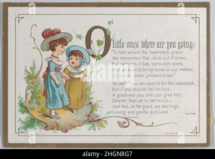 Valentine 1877 Kate Greenaway. Valentinstag. Kate Greenaway (Großbritannien, London 1846–1901 London). 1877. Weiße Karte, Chromolithographie Stockfoto