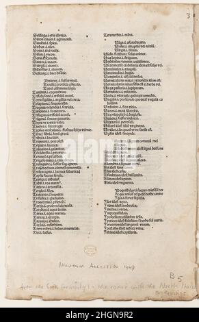 Ein Bauer, der auf den Markt kommt 1470–1480 Anonymous, italienisch, 15th Jahrhundert die erste von zwei Stichen, die auf Pergamentpapier auf die Innenseite (jetzt getrennt) der Einbände eines lateinischen Buches der Medizin aus dem XV Jahrhundert, des Antidotarium Nicolai (Ausgaben, 1471, 1478/9 usw.), geklebt wurden. Zwei Blätter mit Text aus dem Buch (gedruckt recto und verso) jetzt separat montiert begleiten die Drucke. Die Holzbretter sind mit abgenutztem, gestempeltem braunem Leder, Metallboss und Verschlüsse überzogen. Hind stellt fest, dass diese Drucke Ferrarese oder Paduan sind. Beide Blätter haben 'Schreie und Invektive', die offenbar in einem venezianischen Dialekt geschrieben sind. Ein bäuerlicher g Stockfoto