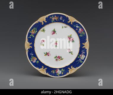 Platte (assiette à paletten) 1771 Sèvres Manufakturfranzösisch. Platte (Palette à paletten). Französisch, Sèvres. 1771. Weiches Porzellan. Keramik-Porzellan Stockfoto