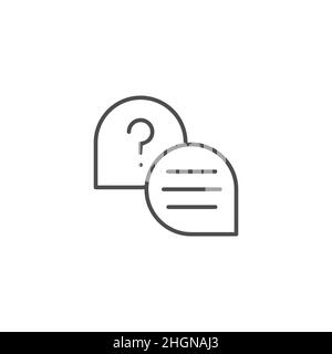 Sprechblasen mit Text Umriss Symbol. Lineare Stil Zeichen für mobile Konzept und Web-Design. Dialog Nachrichten einfaches Linienvektorsymbol. Symbol, Logo il Stock Vektor