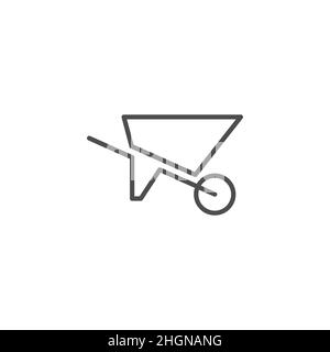 Schubkarre-Symbol, Kontur Vektor-Zeichen, linear Stil Piktogramm isoliert auf weiß. Symbol, Logo-Illustration. Bearbeitbare Kontur. Pixel perfekt Stock Vektor