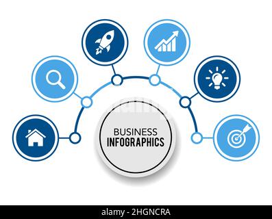 Visualisierung von Geschäftsdaten. Prozessdiagramm. Design der Infografik-Elementvorlage. Abstraktes Element mit Steps-Diagramm. Kreatives Geschäftskonzept Stock Vektor