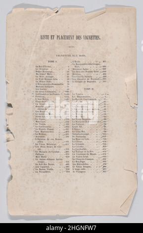 Liste und Platzierung von Vignetten, für das Gesamtwerk von Béranger 1836 Pierre Jean de Béranger. Liste und Platzierung von Vignetten, für das Gesamtwerk von Béranger. Oeuvres complètes de Béranger. 1836. Briefpresse. Fournier & Perrotin (Französisch). Ausdrucke Stockfoto