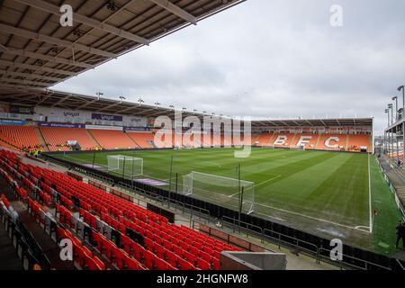 Blackpool, Großbritannien. 22nd Januar 2022. Allgemeine Ansicht von Bloomfield Road, Heimat von Blackpool in , auf 1/22/2022. (Foto von Craig Thomas/News Images/Sipa USA) Quelle: SIPA USA/Alamy Live News Stockfoto