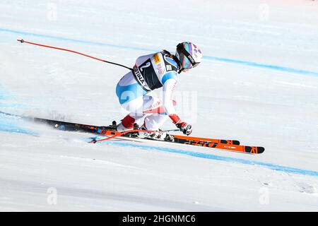 GISIN Michelle (SUI) in Aktion während des FIS Ski World Cup 2022 - Women's Down Hill, alpines Skirennen in Cortina d'Ampezzo, Italien, Januar 22 2022 Stockfoto