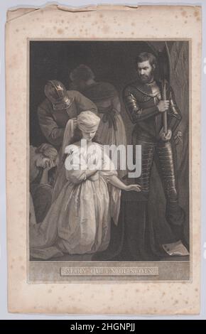 Mary, Queen of Scots am Hinrichtungsblock (aus 'The History of England') Juni 1795 David Hume der Brite, Schotte Robert Bowyer gab diesen Druck für seine 1806 erschienenen Ausgaben von David Hume's 'The History of England' in Auftrag. Es reproduziert ein großes Ölgemälde von Opie, ausgestellt in Bowyer's Historic Gallery, von 1793 bis 1806, jetzt nicht lokalisiert. Mary, Königin der Schotten am Hinrichtungsblock (aus „The History of England“). William Skelton (British, London 1763–1848 London). Juni 1795. Radierung und Gravur. Robert Bowyer (British, Portsmouth 1758–1834 Byfleet, Surrey). Mary, Königin der Schotten (Britisch, Linlithg Stockfoto